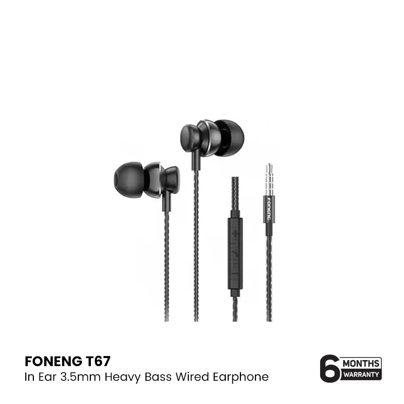 FONENG-T67-In-Ear-Metal-Wired-3.5mm-Earphone-with-Mic FONENG T67 Type-C In-Ear Heavy Bass Wired Earphone - Image 1